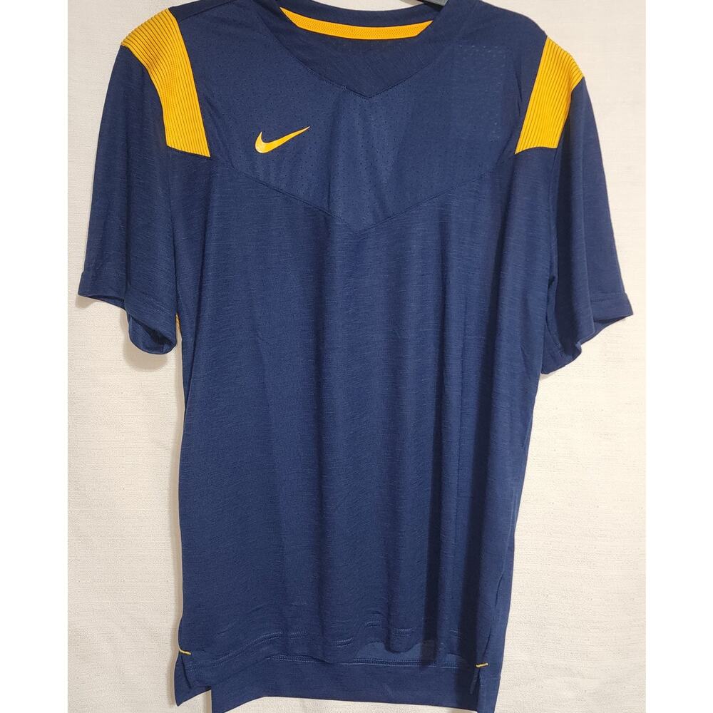 Nike football DRI-FIT shirt size large gold and blue